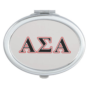 Alpha Sigma Alpha Black an Red Letters Compact Mirror