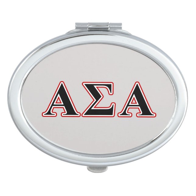 Alpha Sigma Alpha Black an Red Letters Compact Mirror (Front)