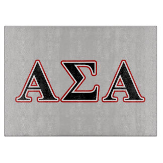 Alpha Sigma Alpha Black an Red Letters Cutting Board