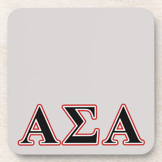 Alpha Sigma Alpha Black an Red Letters Drink Coaster