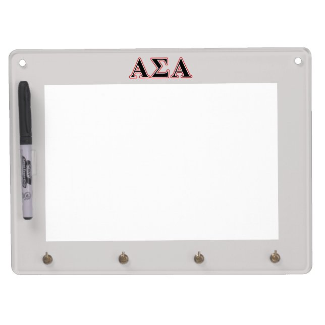 Alpha Sigma Alpha Black an Red Letters Dry Erase Board With Keychain Holder (Front)