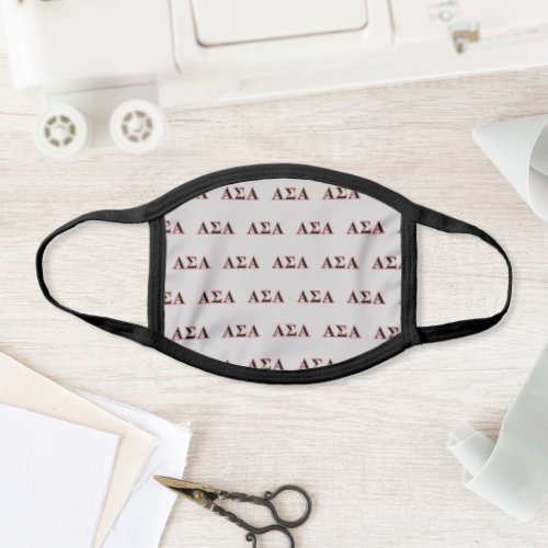 Alpha Sigma Alpha Black an Red Letters Face Mask
