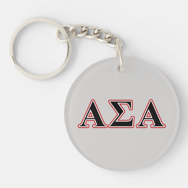 Alpha Sigma Alpha Black an Red Letters Keychain (Front)