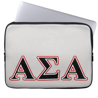 Alpha Sigma Alpha Black an Red Letters Laptop Sleeve