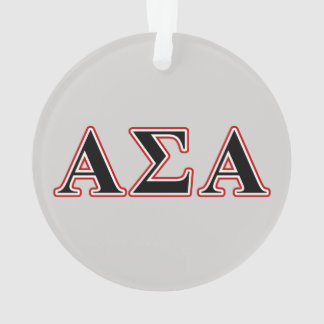 Alpha Sigma Alpha Black an Red Letters Ornament