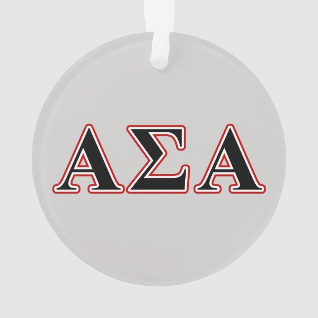 Alpha Sigma Alpha Black an Red Letters Ornament (Back)