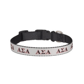 Alpha Sigma Alpha Black an Red Letters Pet Collar