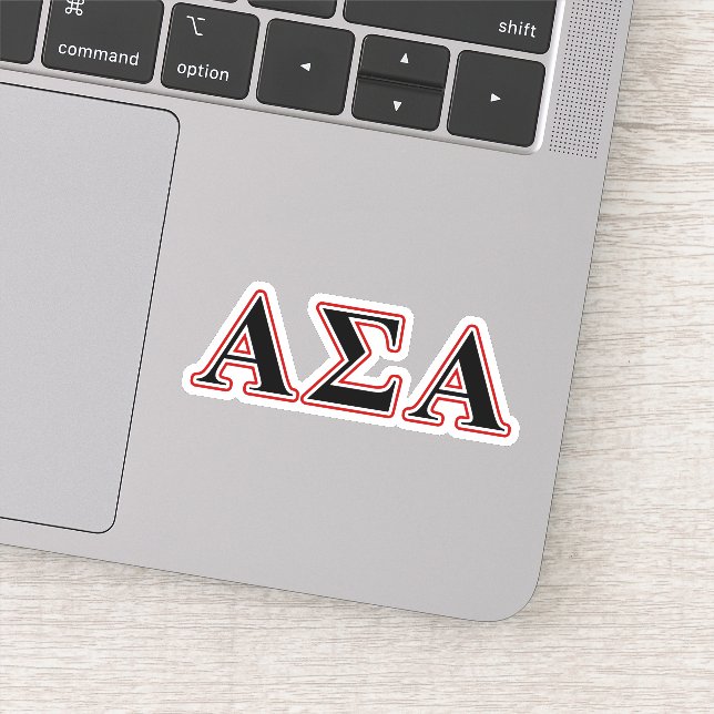 Alpha Sigma Alpha Black an Red Letters Sticker (Detail)