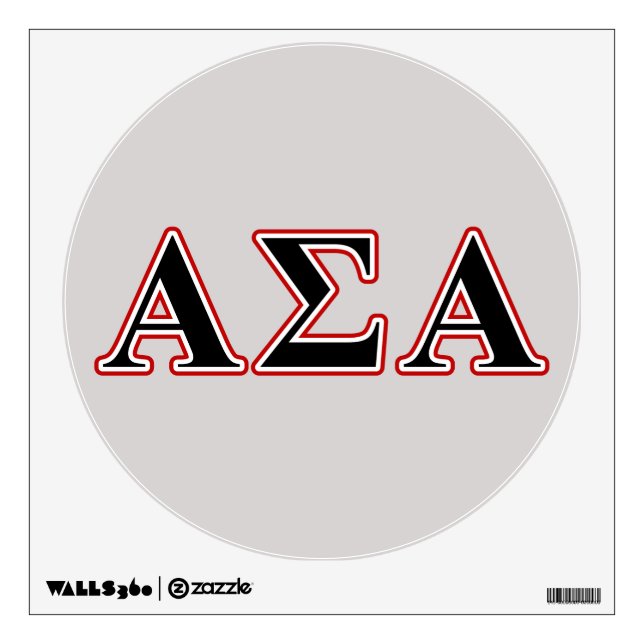 Alpha Sigma Alpha Black an Red Letters Wall Sticker (Front)