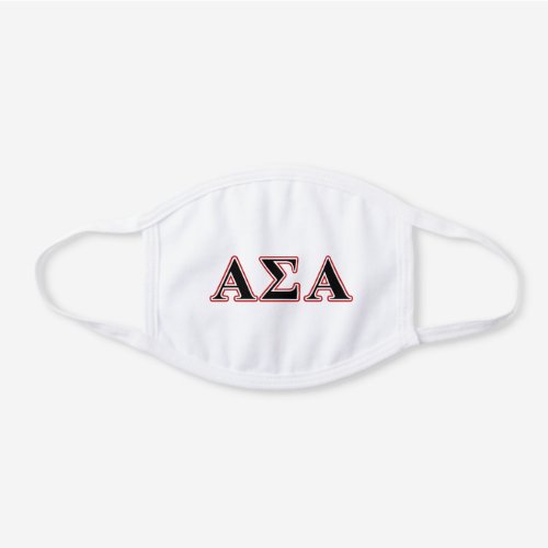 Alpha Sigma Alpha Black an Red Letters White Cotton Face Mask