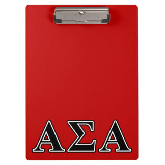 Alpha Sigma Alpha Black Letters Clipboard