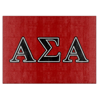 Alpha Sigma Alpha Black Letters Cutting Board