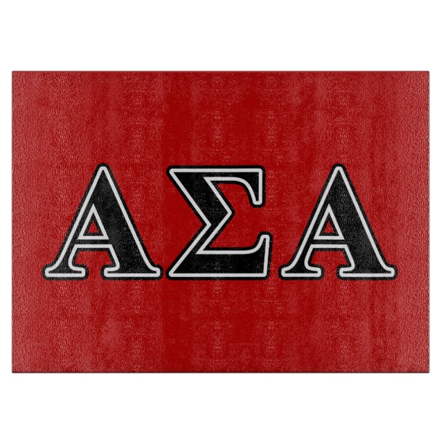 Alpha Sigma Alpha Black Letters Cutting Board (Front)
