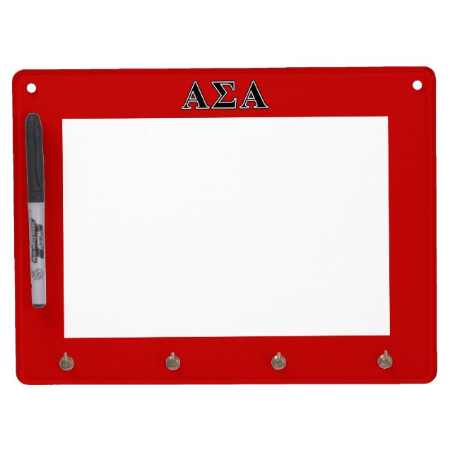 Alpha Sigma Alpha Black Letters Dry Erase Board With Keychain Holder (Front)
