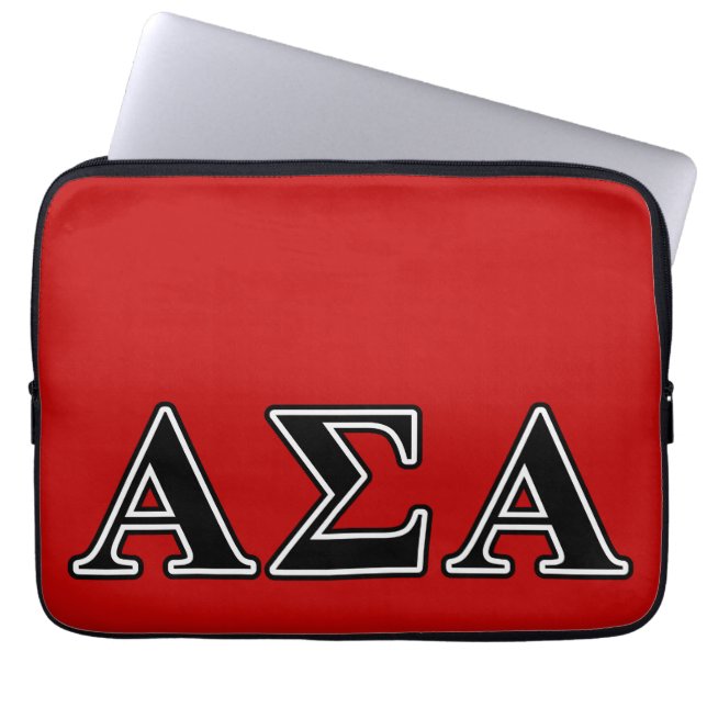 Alpha Sigma Alpha Black Letters Laptop Sleeve (Front)