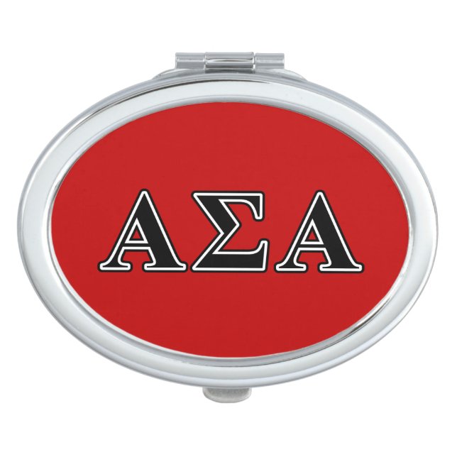Alpha Sigma Alpha Black Letters Makeup Mirror (Front)