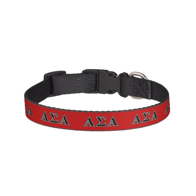 Alpha Sigma Alpha Black Letters Pet Collar (Front)