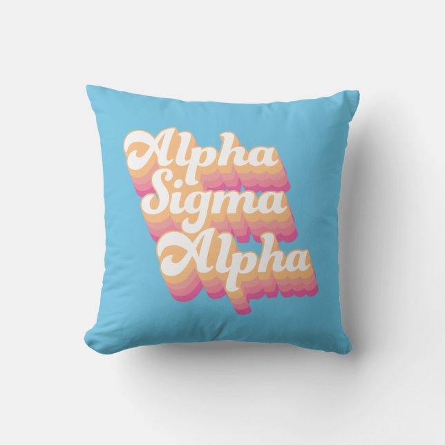 Alpha Sigma Alpha | Groovy Script Throw Pillow (Front)