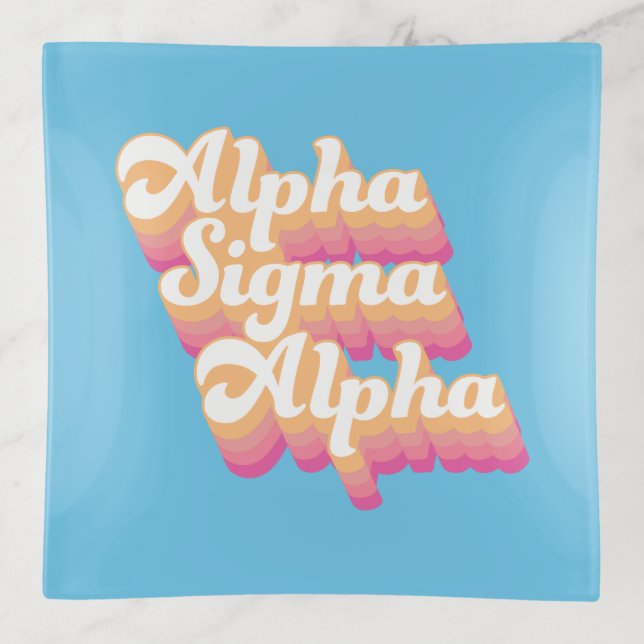 Alpha Sigma Alpha | Groovy Script Trinket Tray (Front)