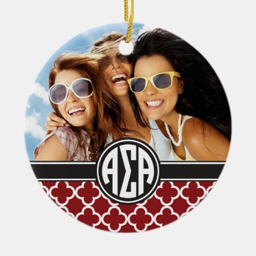 Alpha Sigma Alpha  Monogram and Photo Ceramic Ornament