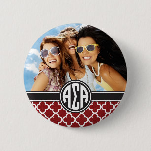 Alpha Sigma Alpha   Monogram and Photo Pinback Button