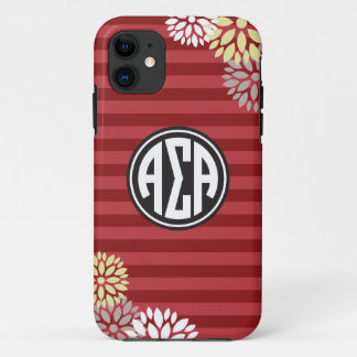 Alpha Sigma Alpha | Monogram Stripe Pattern iPhone 11 Case
