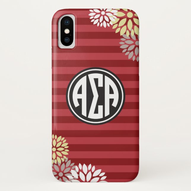 Alpha Sigma Alpha | Monogram Stripe Pattern Case-Mate iPhone Case (Back)