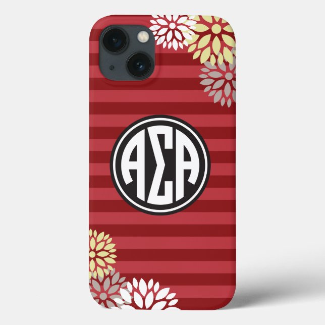 Alpha Sigma Alpha | Monogram Stripe Pattern Case-Mate iPhone Case (Back)