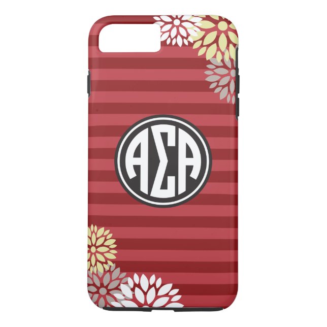 Alpha Sigma Alpha | Monogram Stripe Pattern Case-Mate iPhone Case (Back)