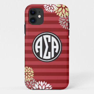 Alpha Sigma Alpha | Monogram Stripe Pattern iPhone 11 Case