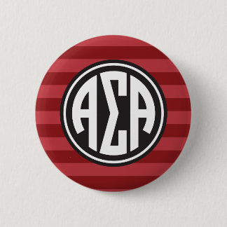 Alpha Sigma Alpha | Monogram Stripe Pattern Pinback Button