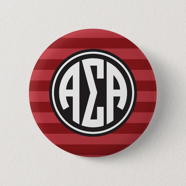 Alpha Sigma Alpha | Monogram Stripe Pattern Pinback Button (Front)