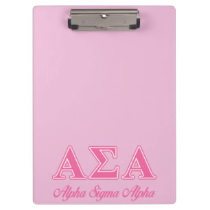 Alpha Sigma Alpha Pink Letters Clipboard