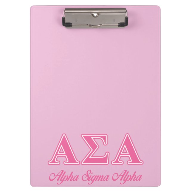 Alpha Sigma Alpha Pink Letters Clipboard (Front)