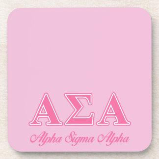 Alpha Sigma Alpha Pink Letters Coaster