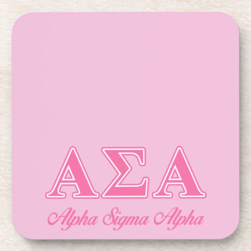 Alpha Sigma Alpha Pink Letters Coaster
