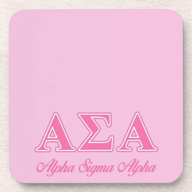 Alpha Sigma Alpha Pink Letters Coaster (Front)