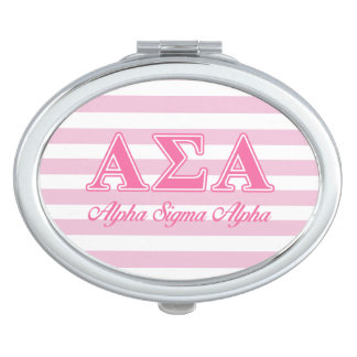 Alpha Sigma Alpha Pink Letters Compact Mirror