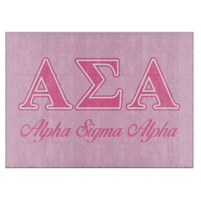 Alpha Sigma Alpha Pink Letters Cutting Board (Front)