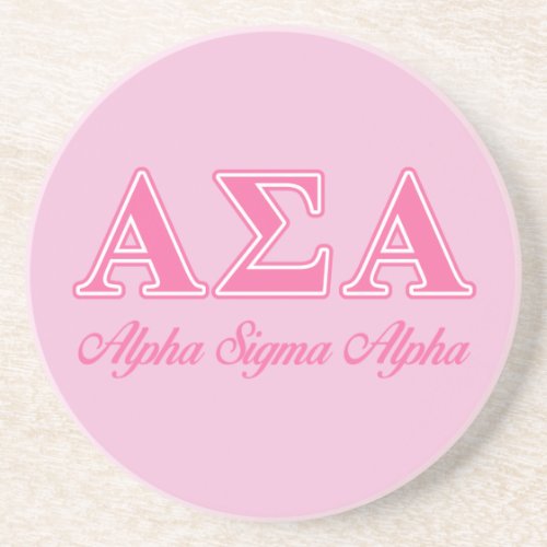 Alpha Sigma Alpha Pink Letters Drink Coaster