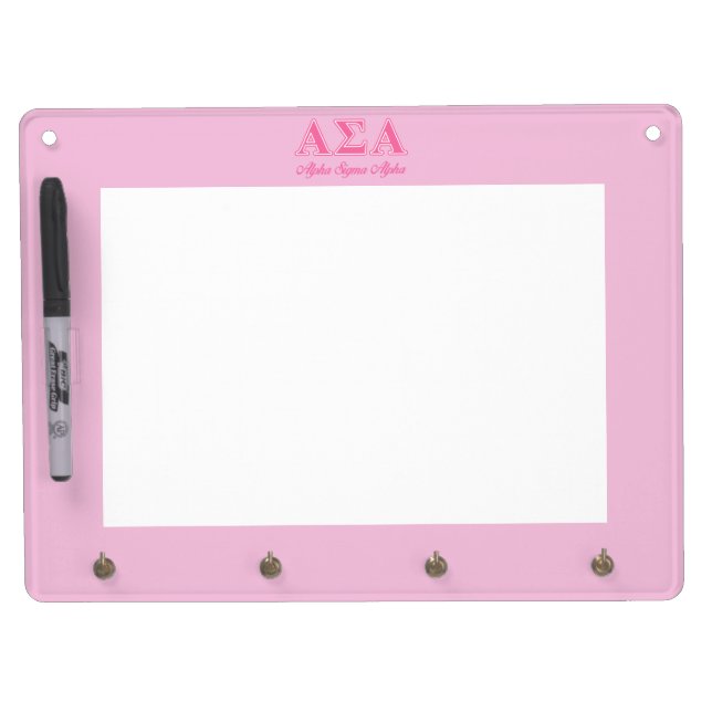 Alpha Sigma Alpha Pink Letters Dry Erase Board With Keychain Holder (Front)