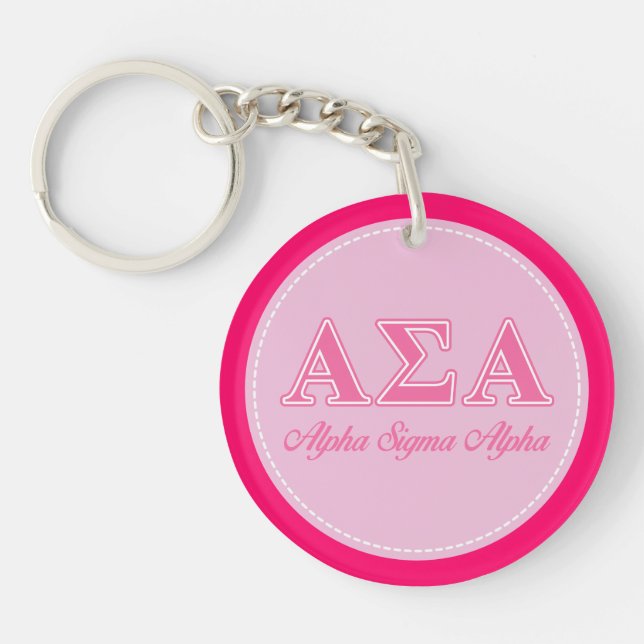 Alpha Sigma Alpha Pink Letters Keychain (Front)