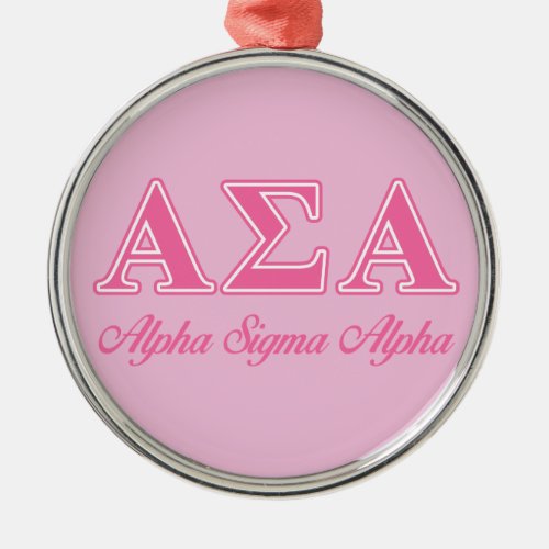 Alpha Sigma Alpha Pink Letters Metal Ornament