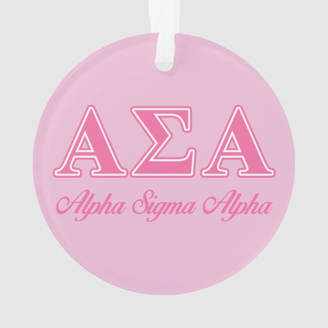 Alpha Sigma Alpha Pink Letters Ornament (Back)