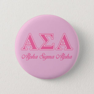 Alpha Sigma Alpha Pink Letters Pinback Button