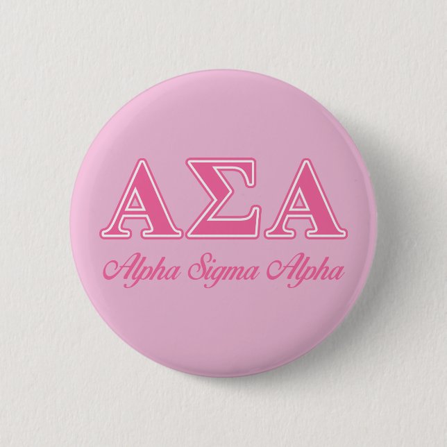 Alpha Sigma Alpha Pink Letters Pinback Button (Front)