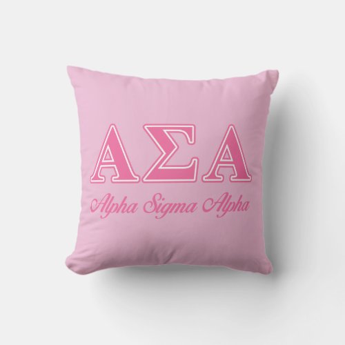 Alpha Sigma Alpha Pink Letters Throw Pillow