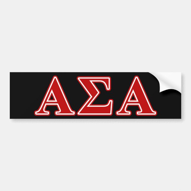Alpha Sigma Alpha Red Letters Bumper Sticker (Front)