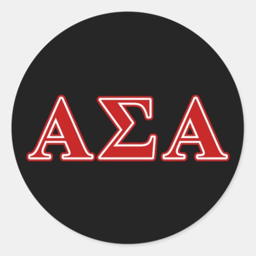 Alpha Sigma Alpha Red Letters Classic Round Sticker