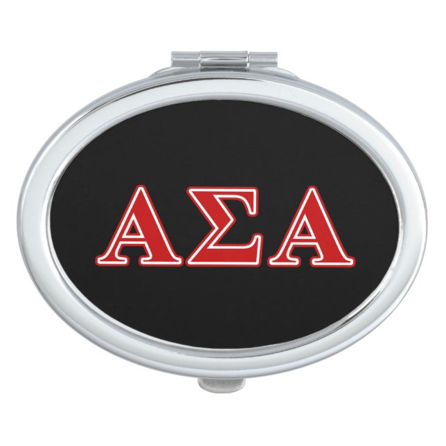 Alpha Sigma Alpha Red Letters Makeup Mirror (Front)